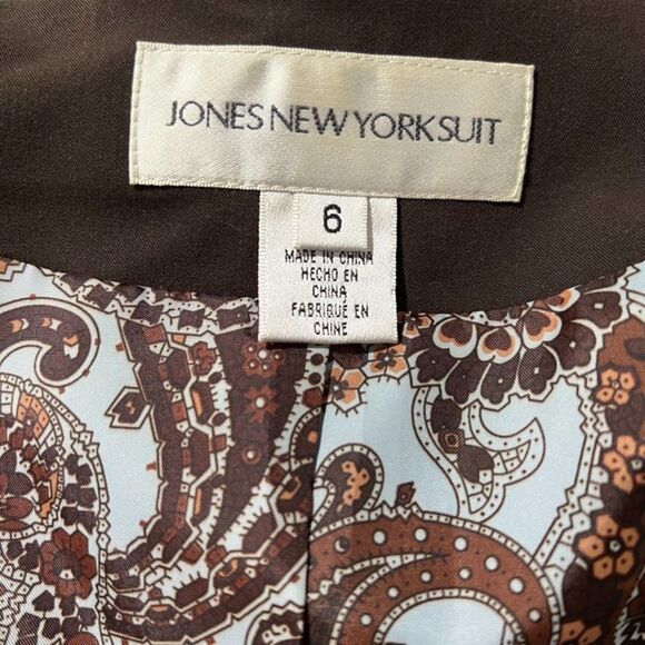 Jones New York Brown Peak Lapel Single Breasted Lined Blazer Suit Jacket Size 6 - Picture 6 of 11